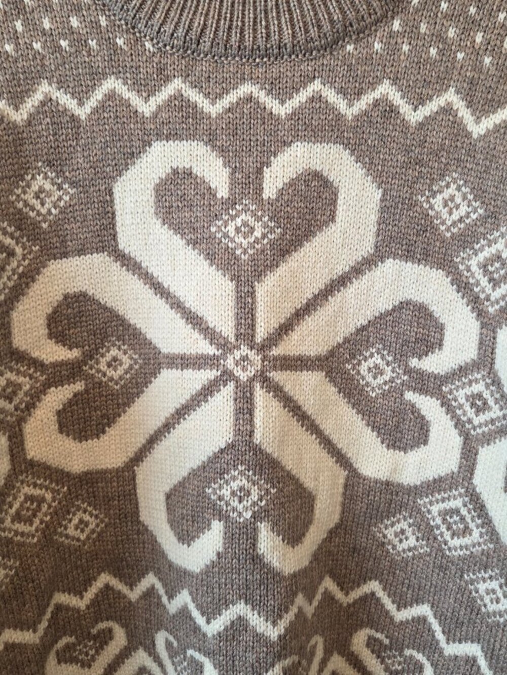 Dale Of Norway Falkeberg Fem Sweater Size S Taupe Neutral Fair Isle Wool NEW - Picture 2 of 11